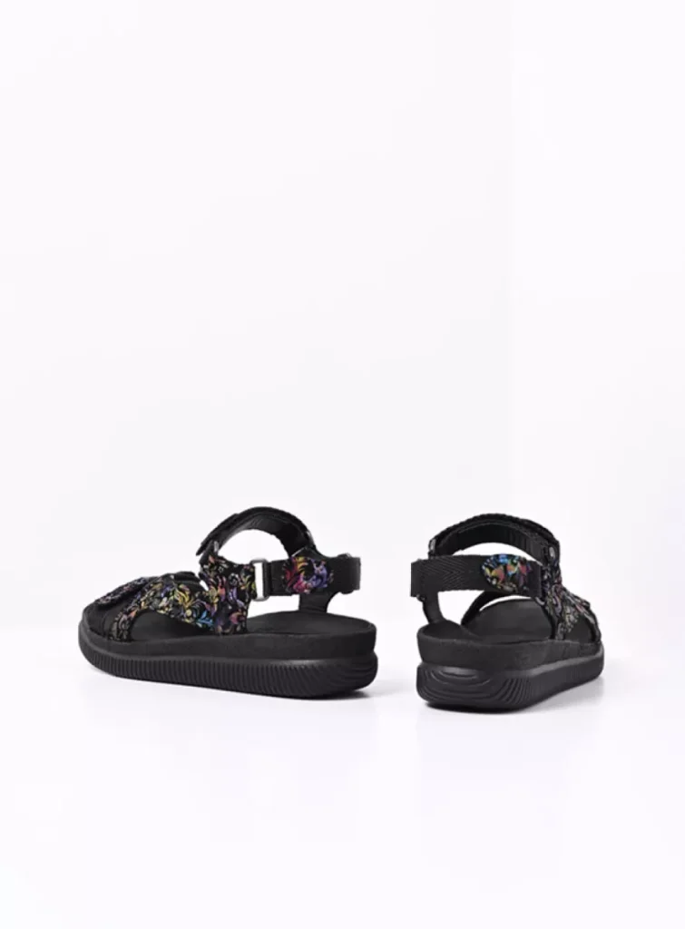 Wolky Sandals 00710 Energy Lady 47999 black/multi flower nubuck