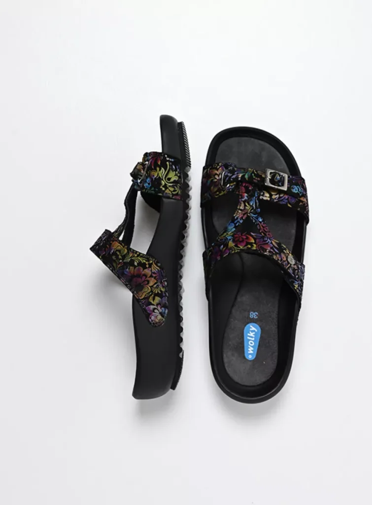 Wolky Sandals 01000 O'Connor 48999 black/multi flower nubuck