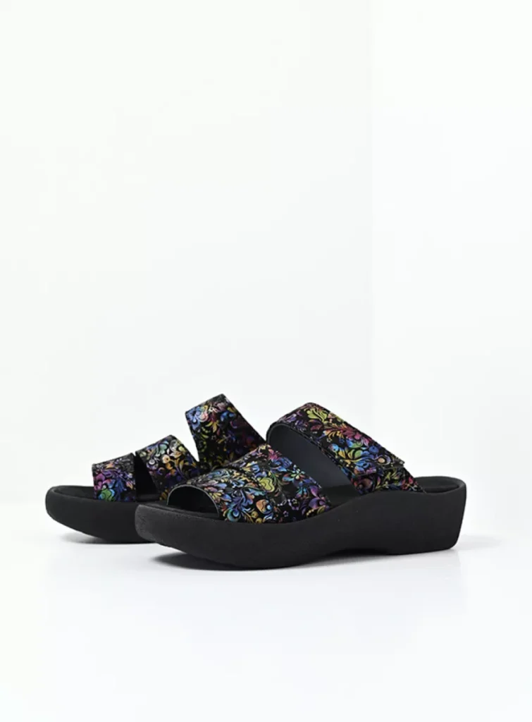 Wolky Sandals 03207 Aporia 47999 black/multi flower nubuck