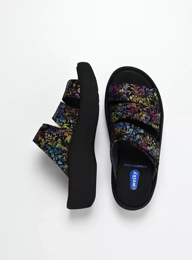 Wolky Sandals 03207 Aporia 47999 black/multi flower nubuck