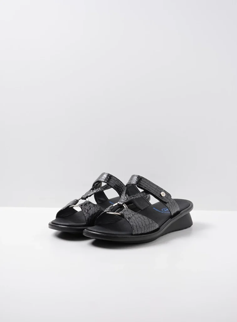 Wolky Sandals 03307 Isa 67210 anthracite crocolook leather