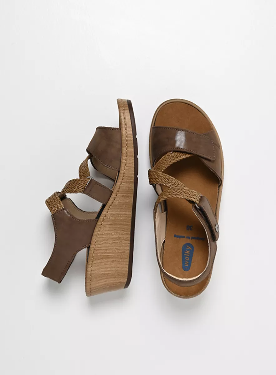 Wolky Sandals 03550 La Jolla 36301 cedar brown effect leather