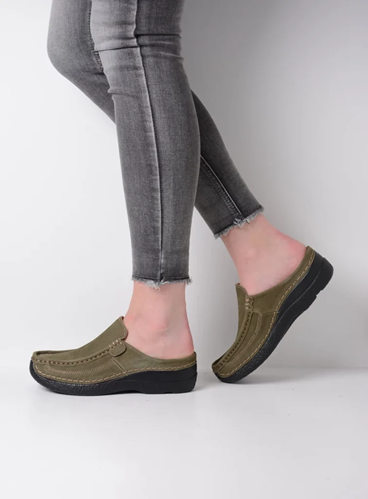 Wolky Clogs 06202 Roll Slide 13709 pesto green nubuck