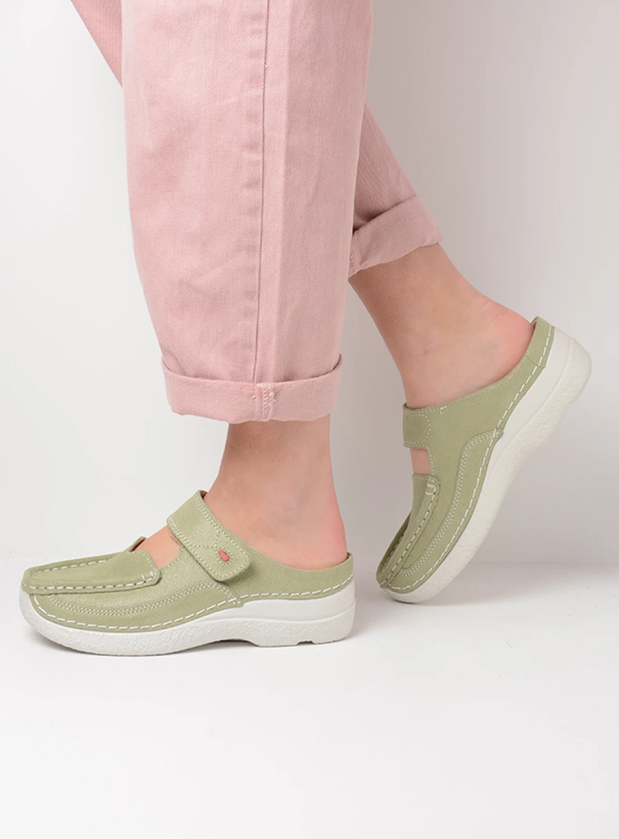 Wolky Clogs 06227 Roll Slipper 15706 light green nubuck