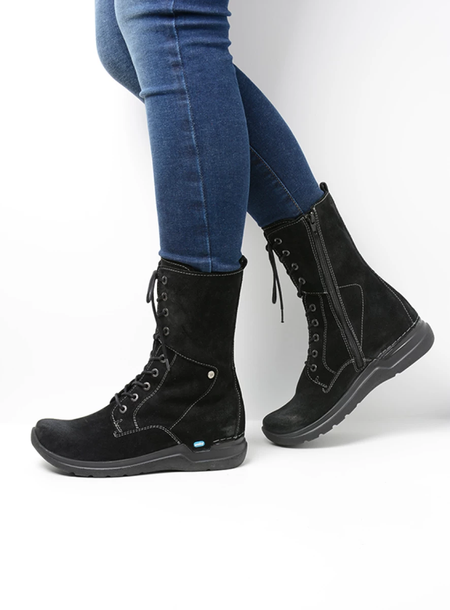 Wolky Lace up boots 06613 Zigzag 45000 black suede