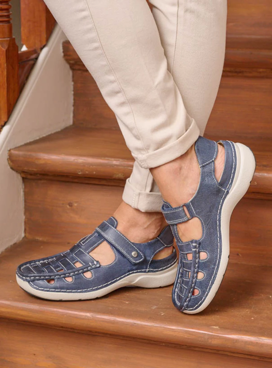 Wolky Sandals 07204 Rolling Sun 35800 blue leather