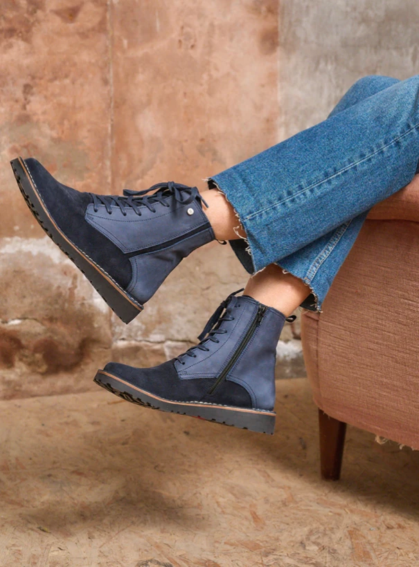 wolky ankle boots 08425 wagga wagga 40800 blue suede detail