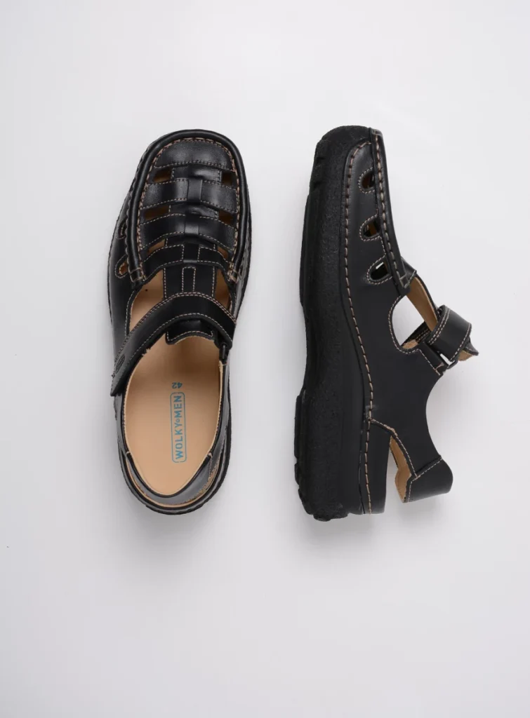 Wolky Comfortable shoes 09209 Roll Sandal Men 50000 black leather